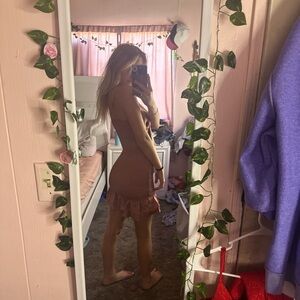 blush color short dress